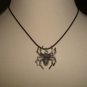 NWT Antique Silver Spider Necklace